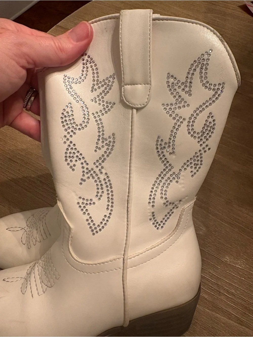 White Western Rhinestone Embellished Little Girl Size 13 Boots